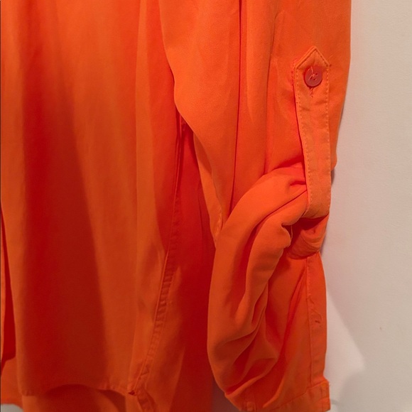 Aritzia Vibrant Orange Button Up Shirt - Picture 3 of 4